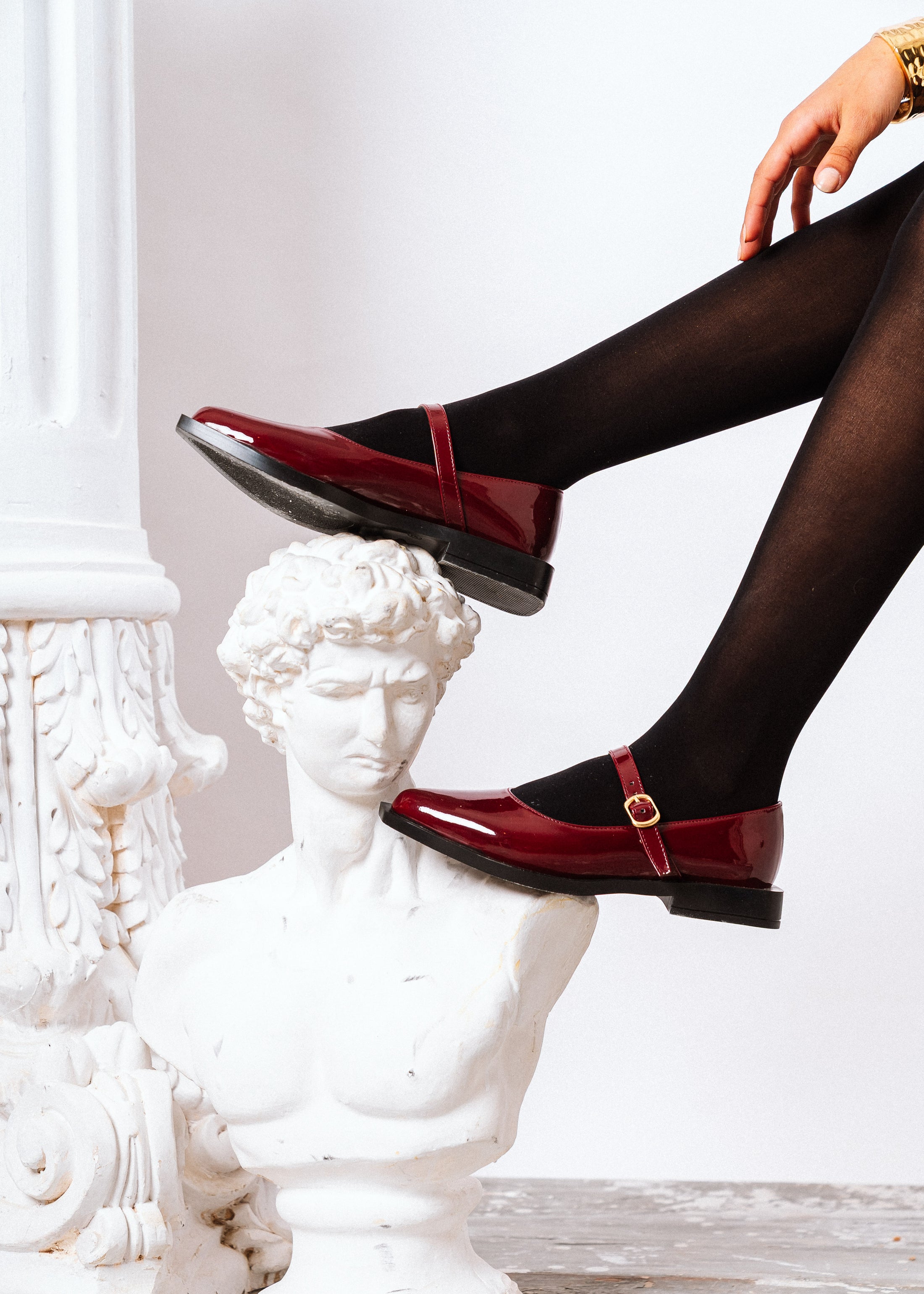 Elia Chic Square Toe Flat - maroon