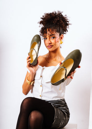 Essential Round-Toe Flats - olive