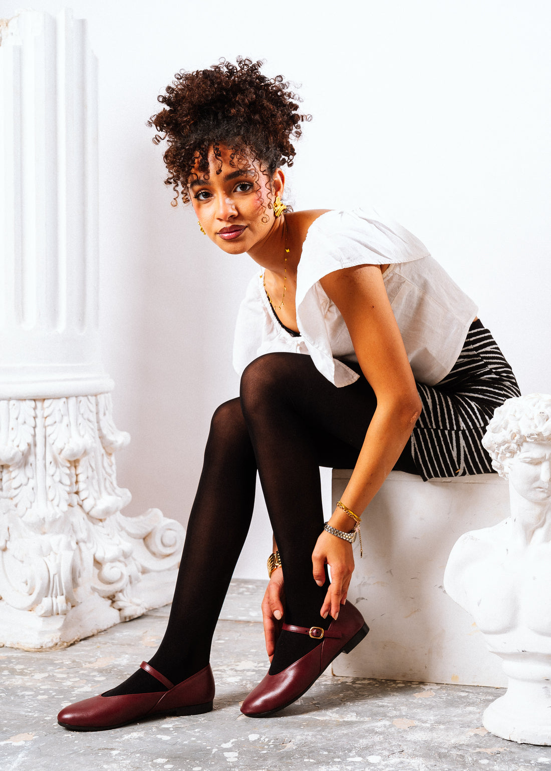 Essential Round-Toe Flats - maroon