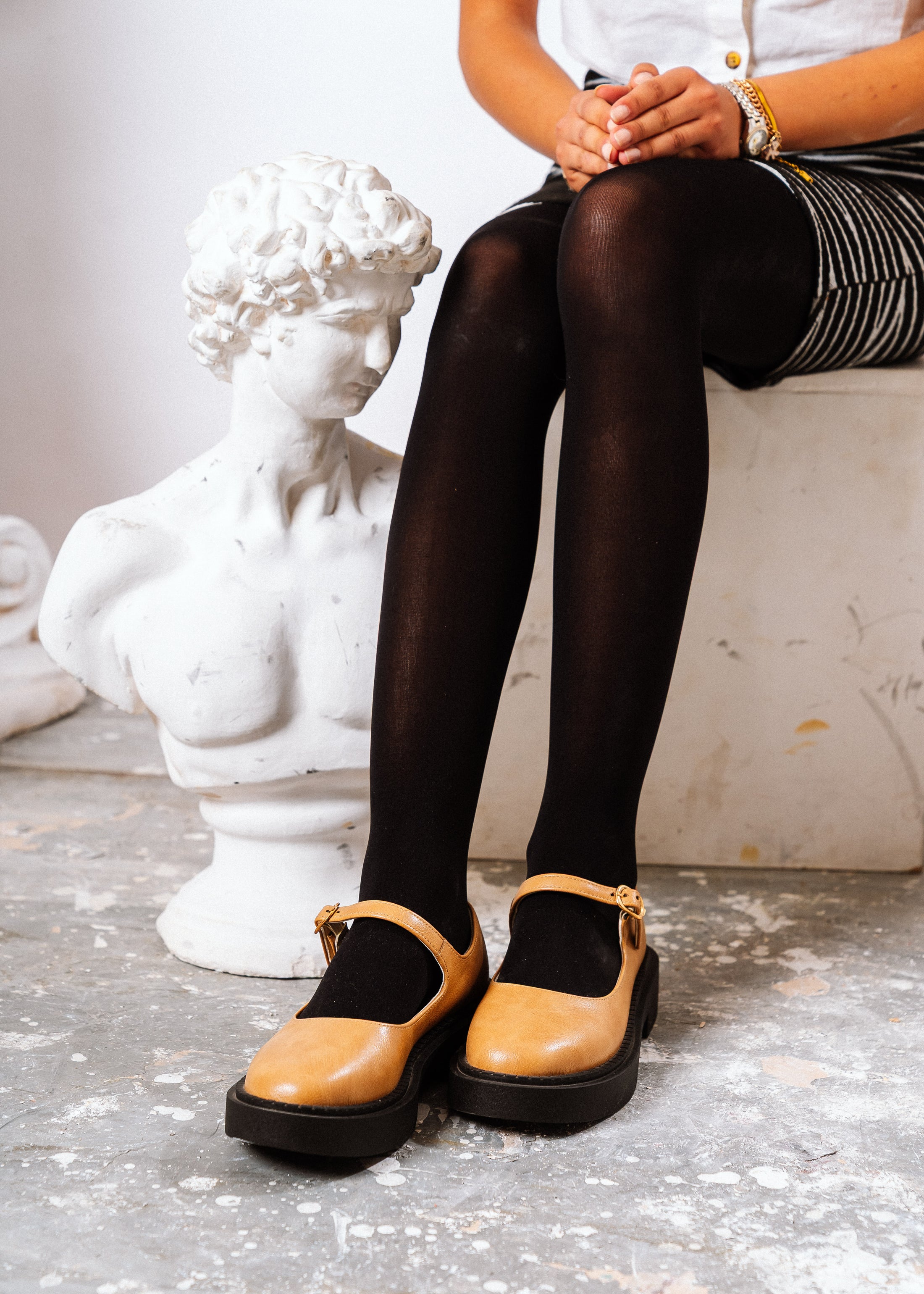 Platform Buckle Strap Loafer - cafe