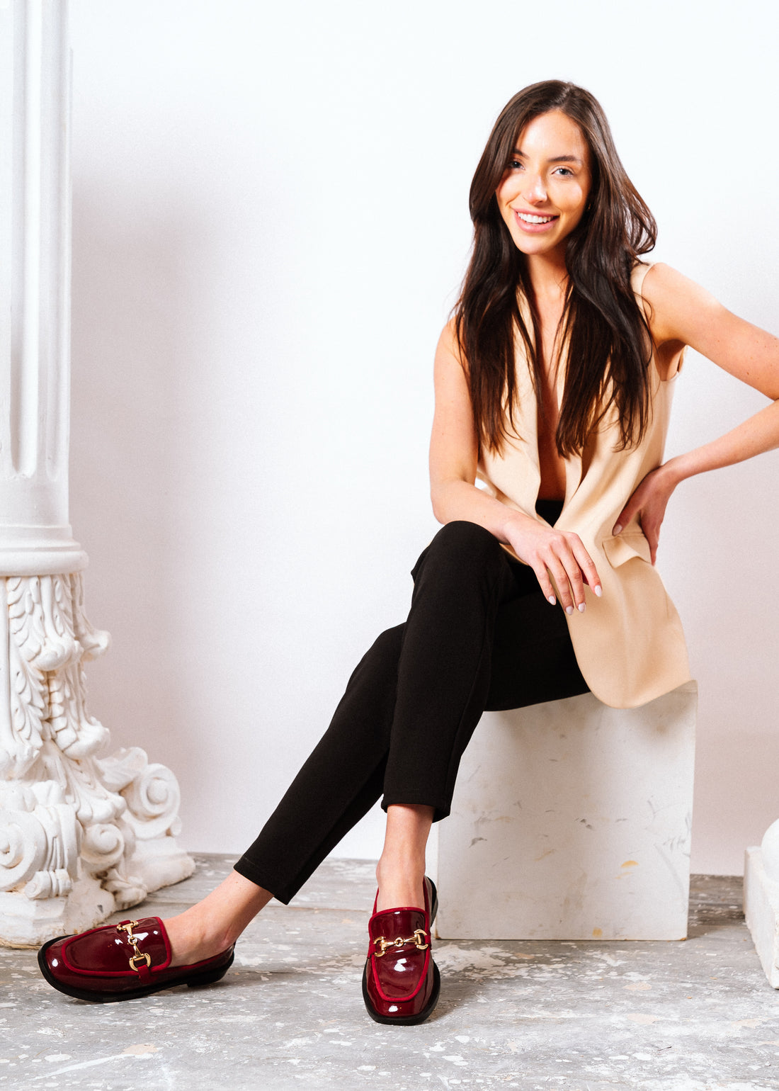 Elegant Horsebit Flat - maroon