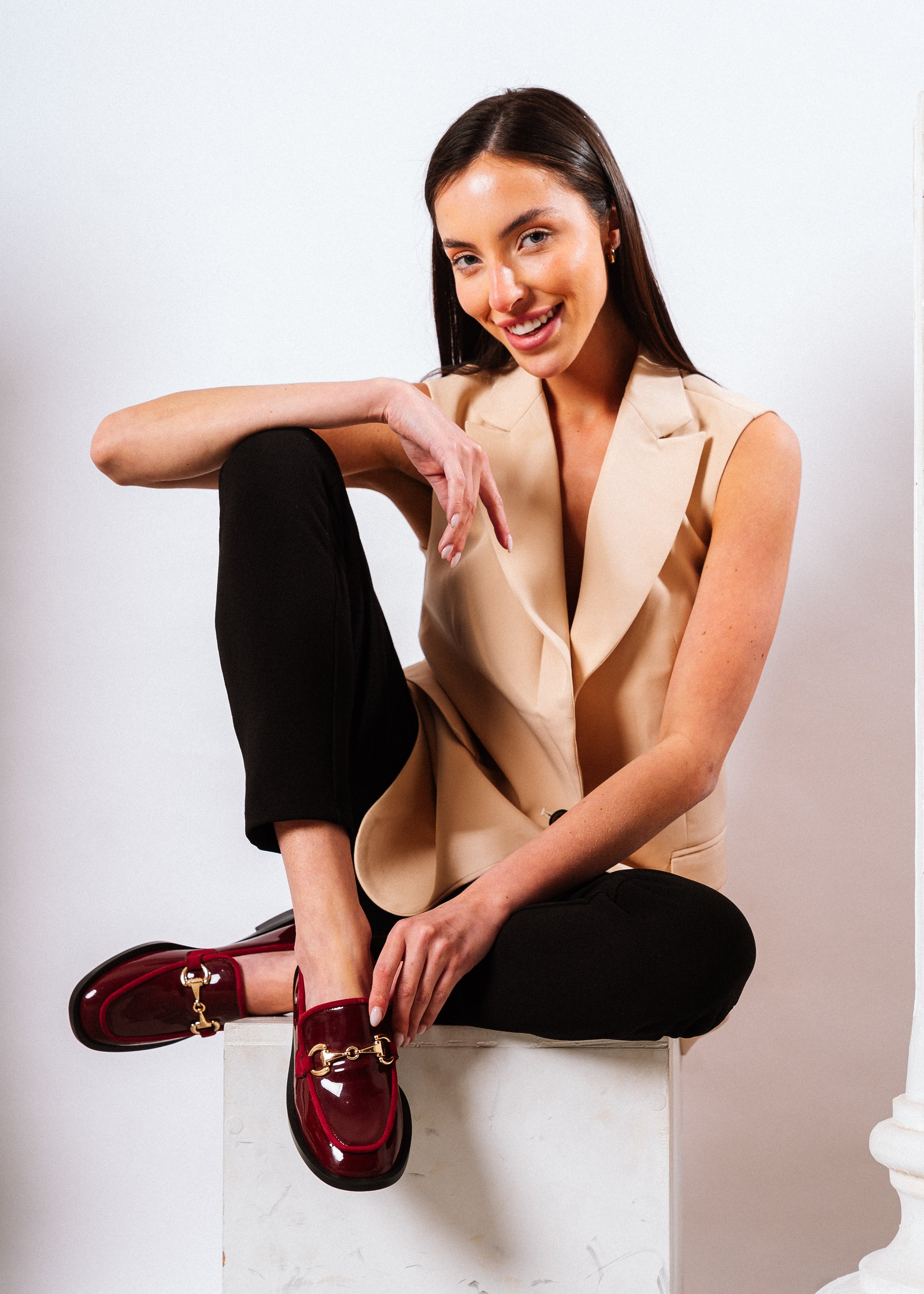 Elegant Horsebit Flat - maroon