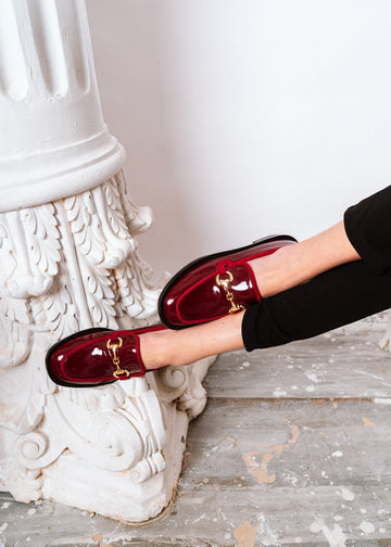 Elegant Horsebit Flat - maroon