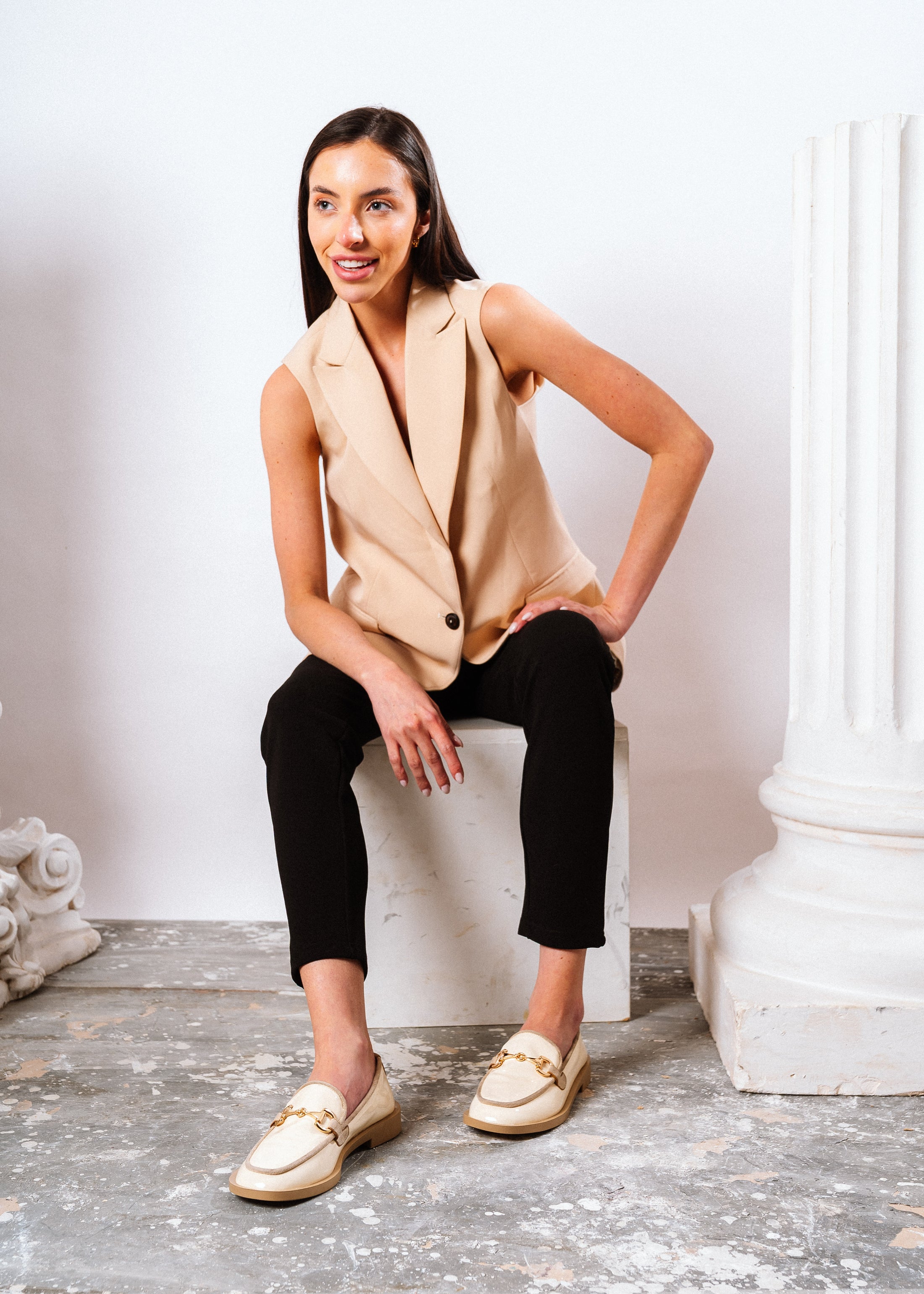 Elegant Horsebit Flat - beige