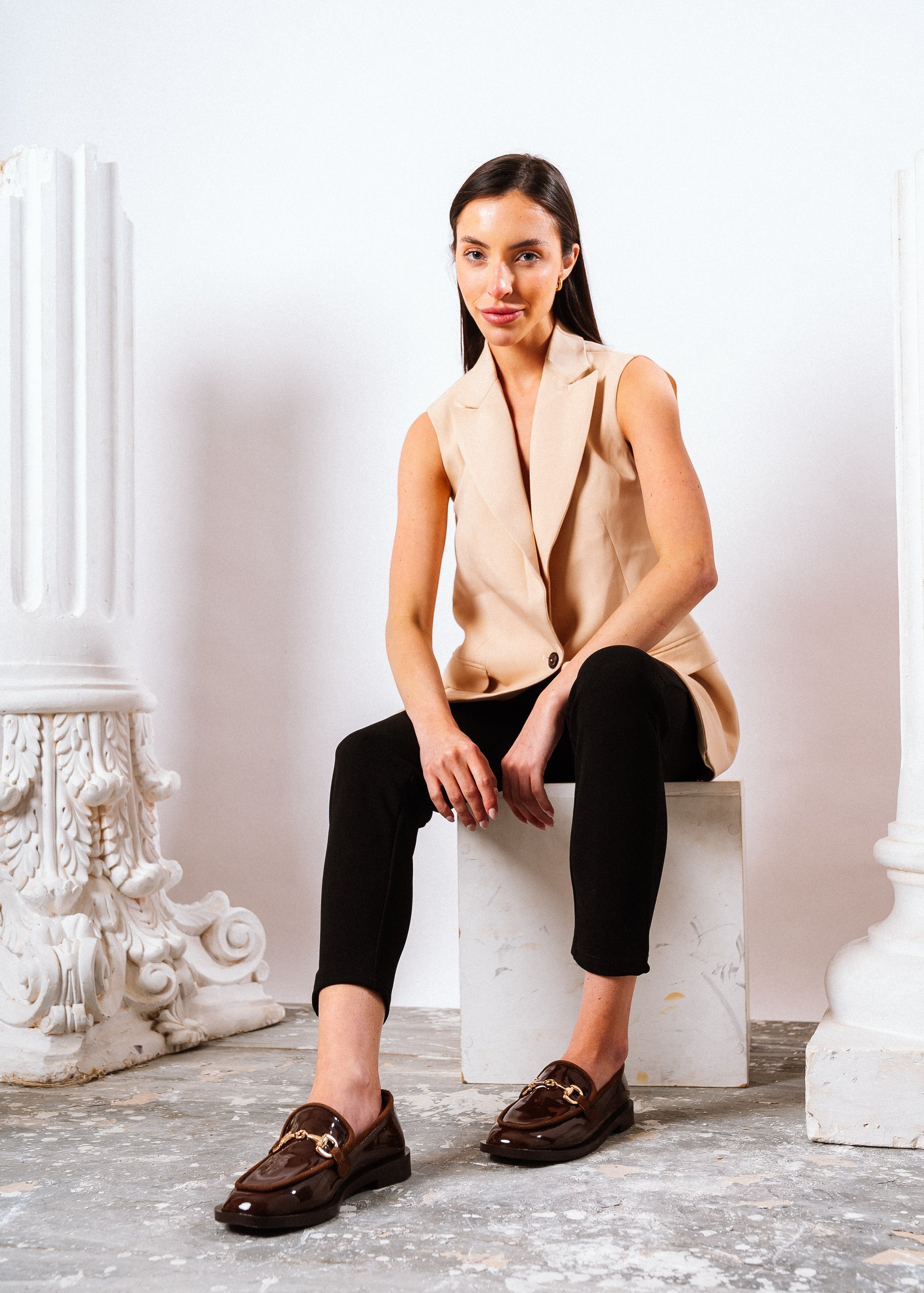 Elegant Horsebit Flat - brown