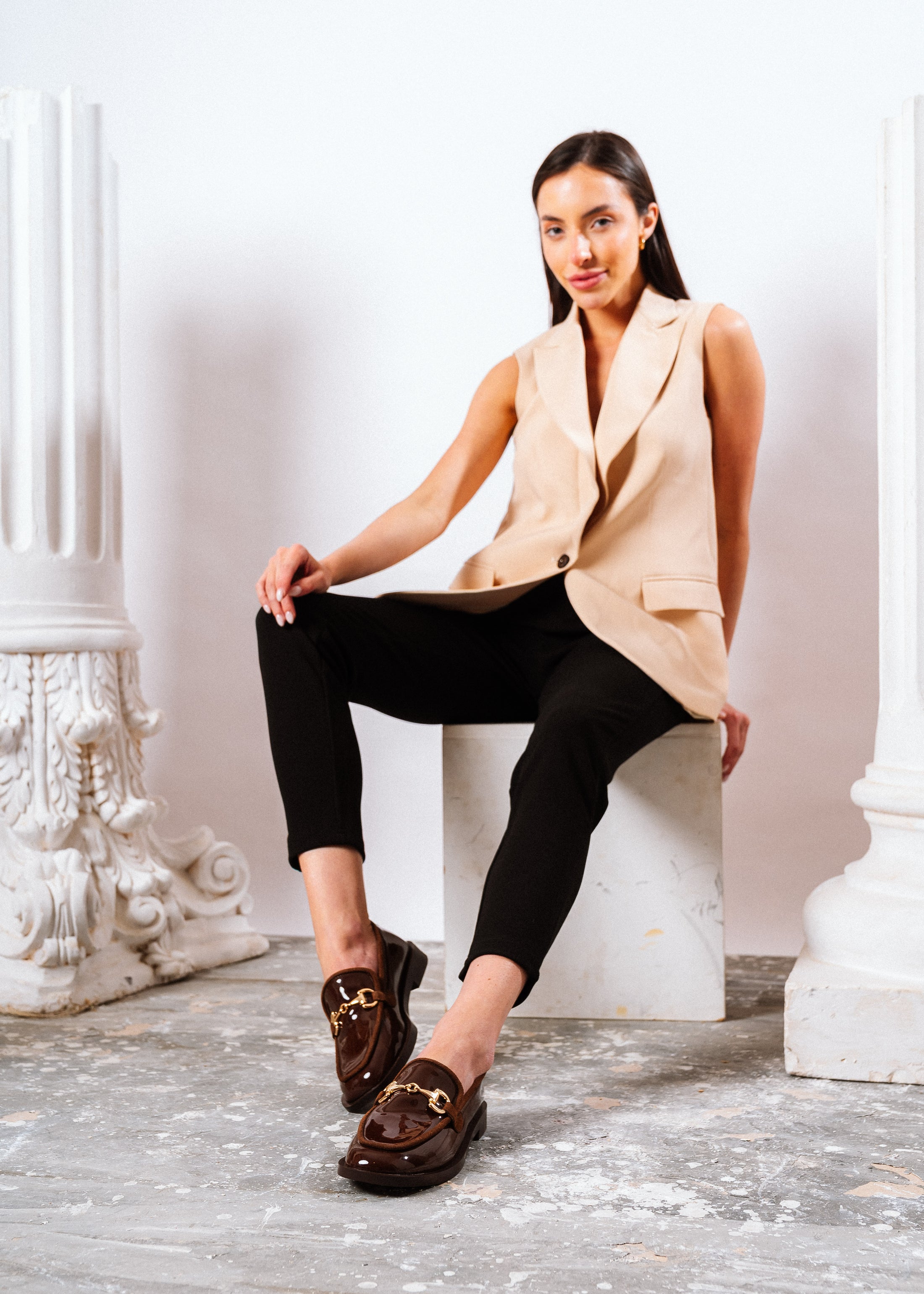 Elegant Horsebit Flat - brown