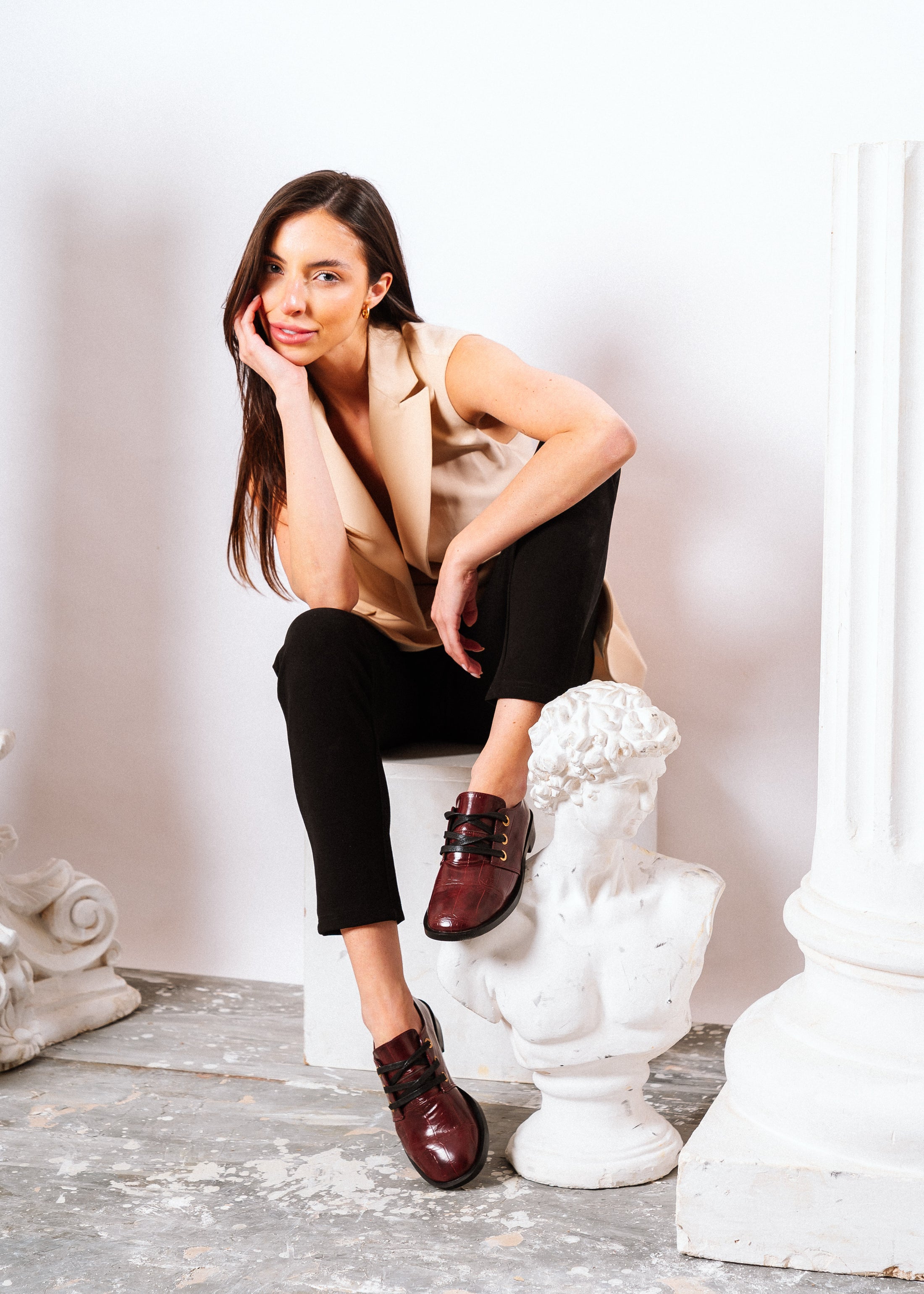 Classic Everyday Oxford Flats - maroon