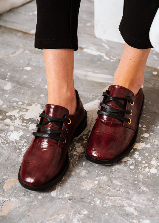 Classic Everyday Oxford Flats - maroon