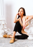Load image into Gallery viewer, Glossy Alligator Effect Lace-Up Flat - cafe
