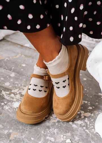 Chunky Suede Mary Loafers - cafe