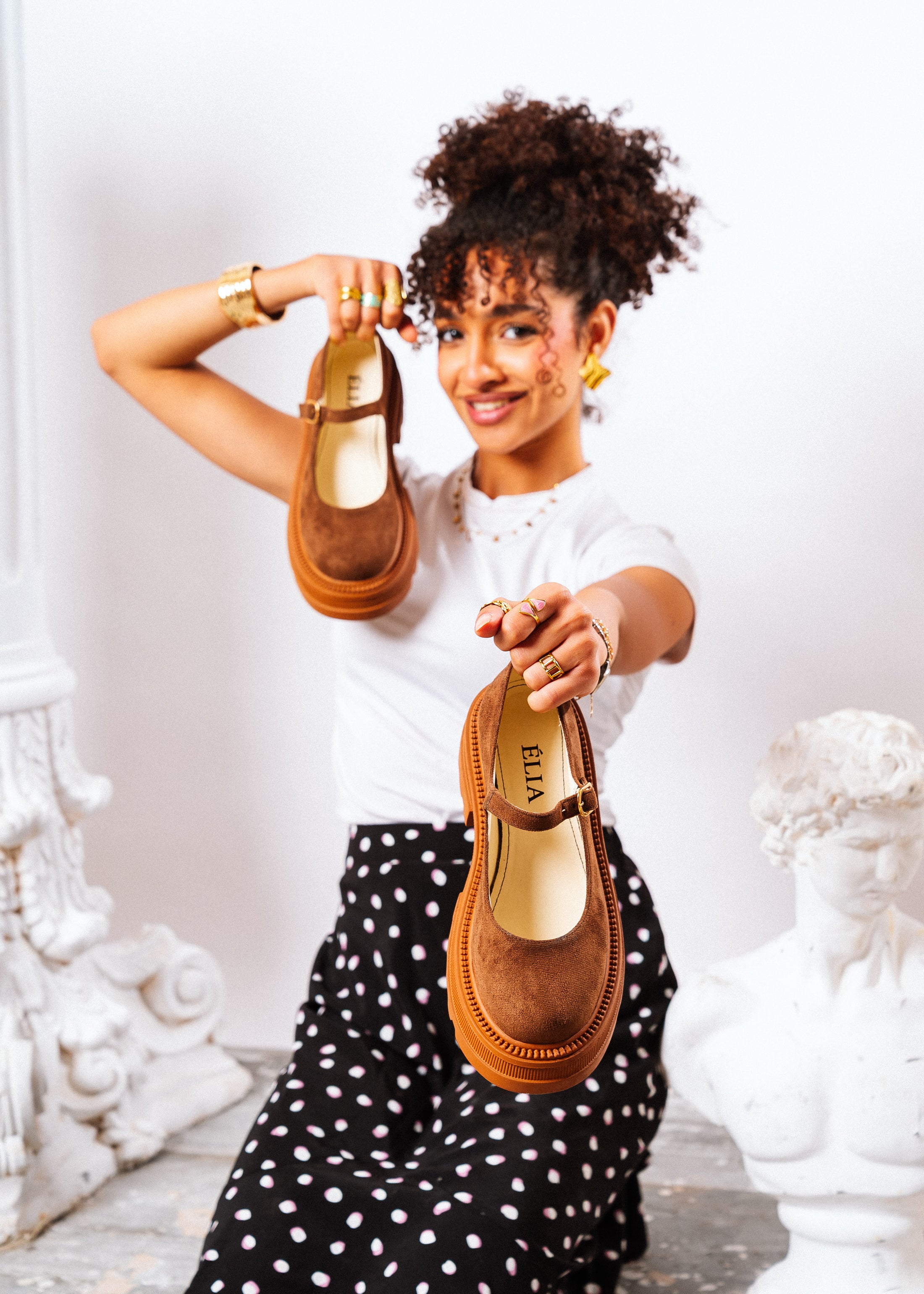 Chunky Suede Mary Loafers - brown
