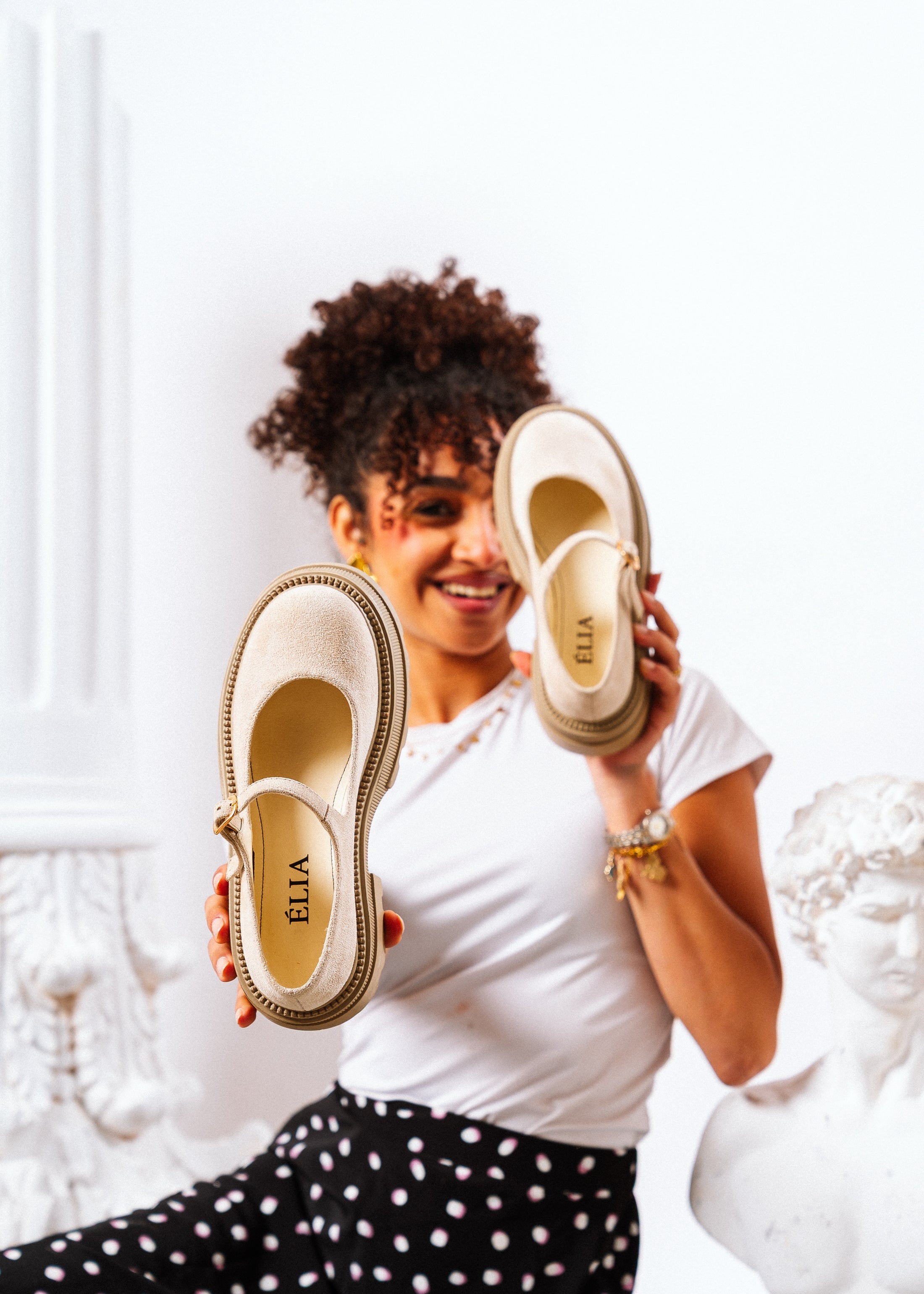 Chunky Suede Mary Loafers - beige