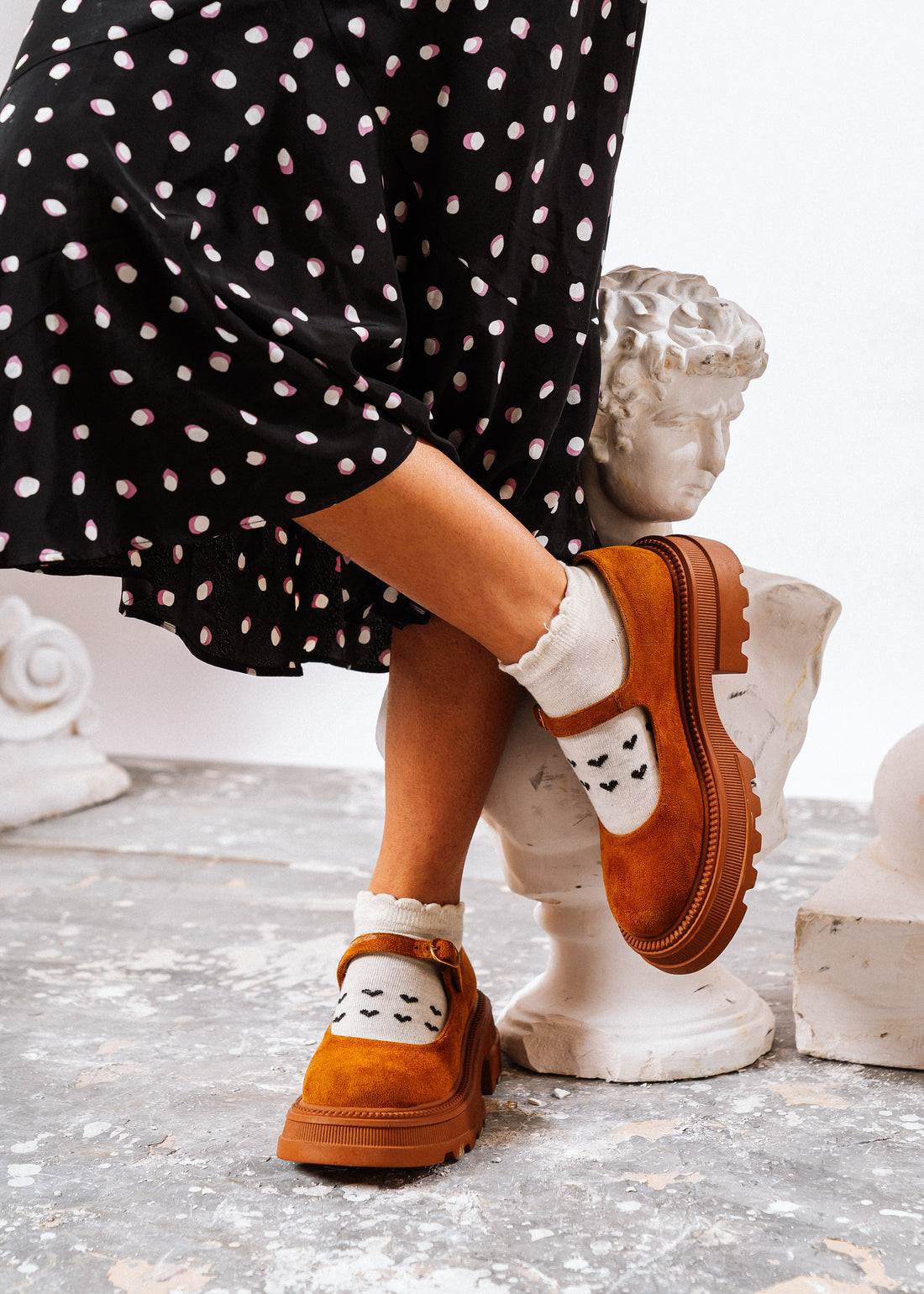 Chunky Suede Mary Loafers - camel