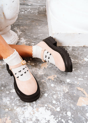 Chunky Suede Mary Loafers - powder pink