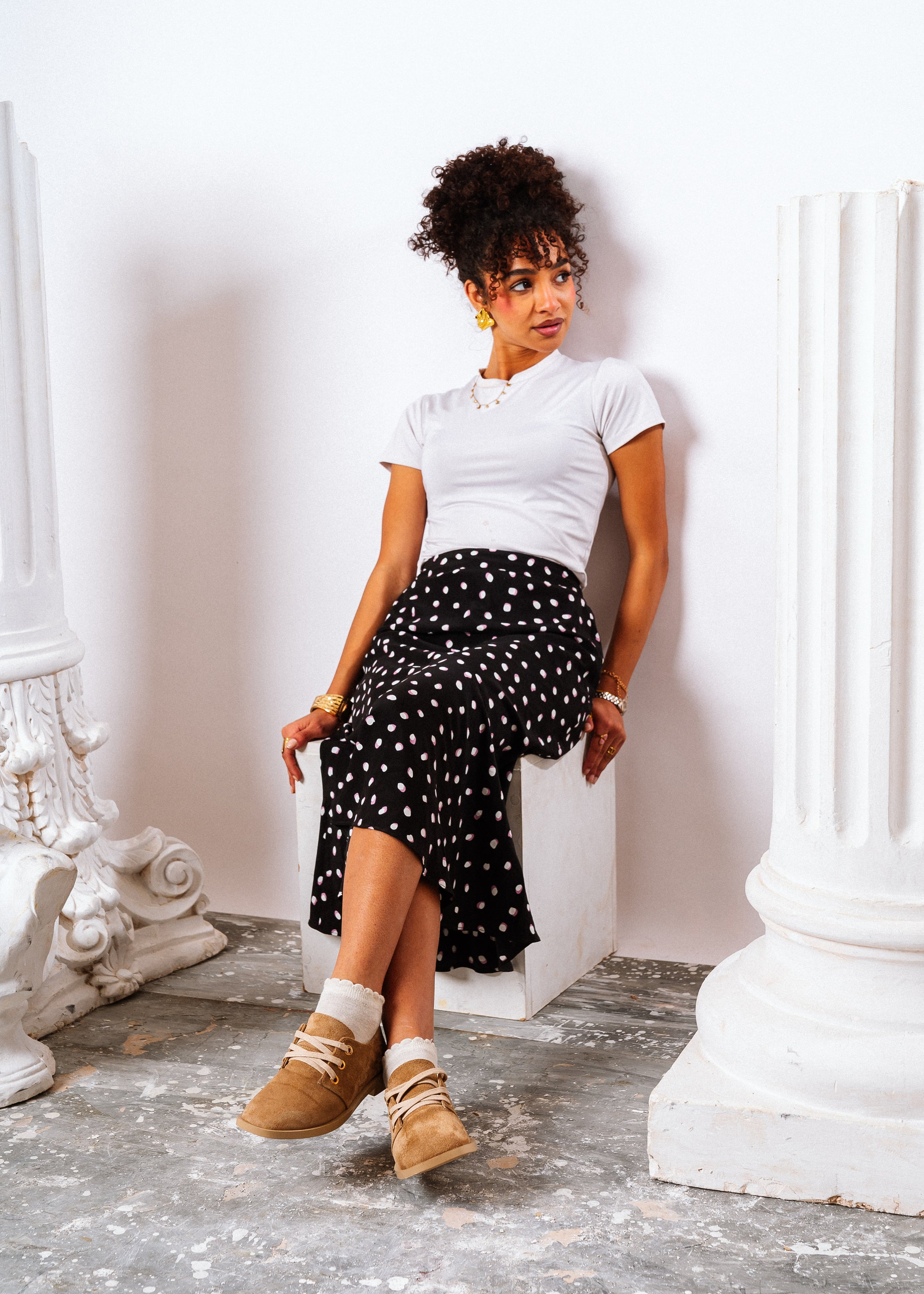 Chic Suede Lace-Up Oxfords - cafe