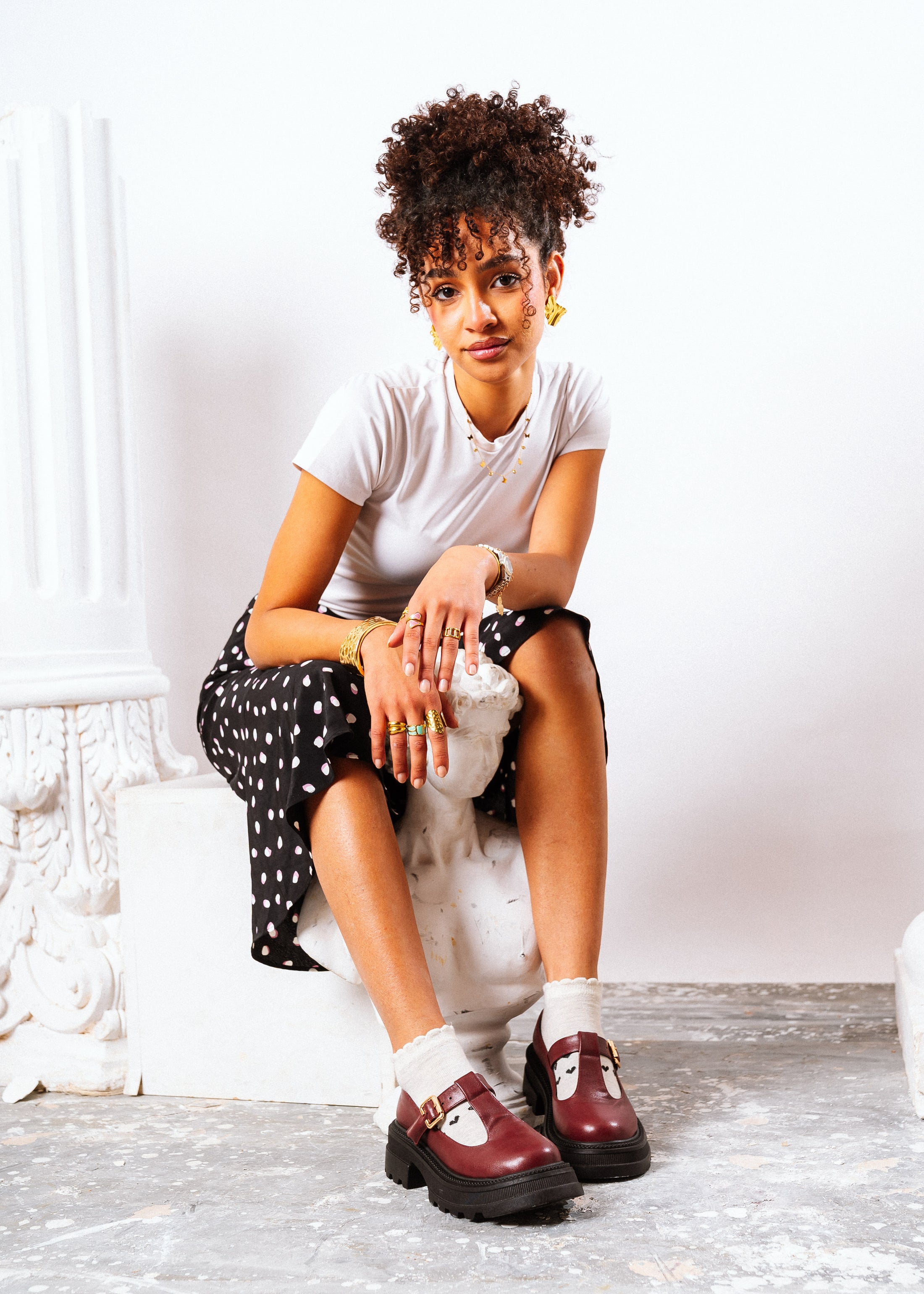 Urban Chunky T-Strap Loafers - maroon