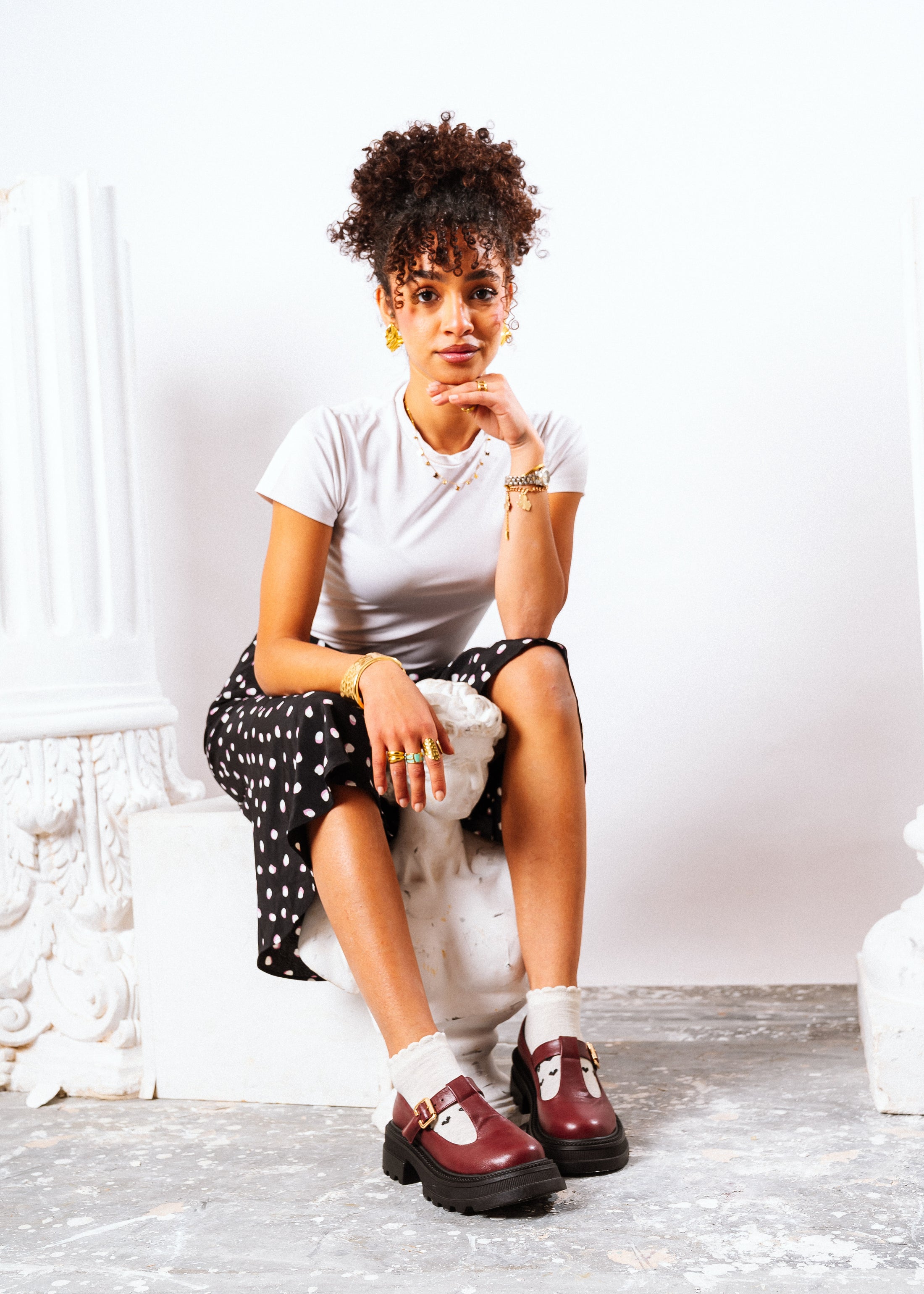Urban Chunky T-Strap Loafers - maroon
