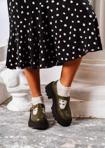Urban Chunky T-Strap Loafers - olive