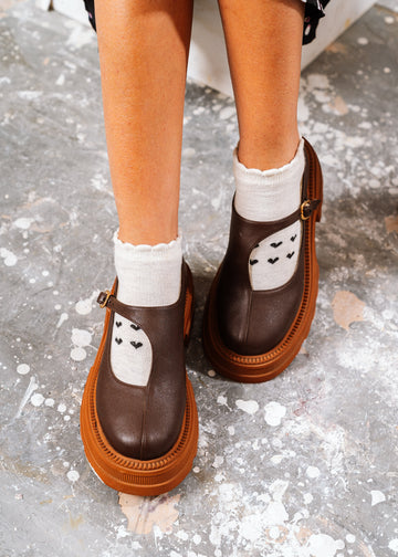 Lug-Sole Mary Jane Loafers - brown