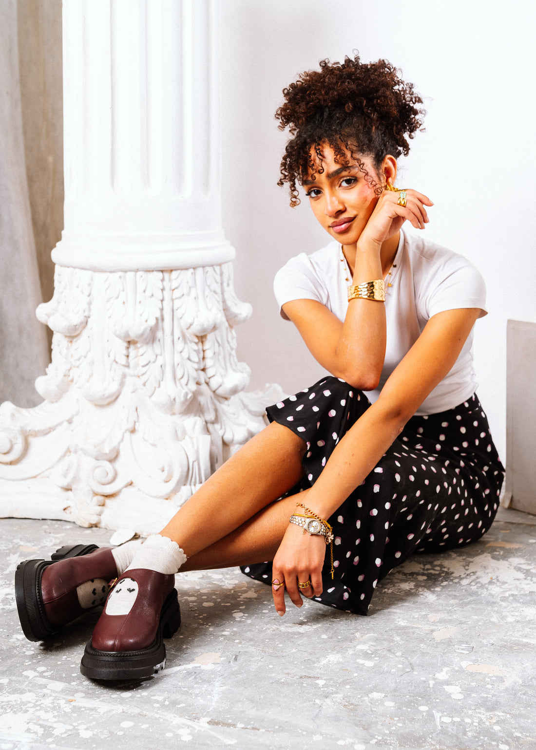 Lug-Sole Mary Jane Loafers - maroon