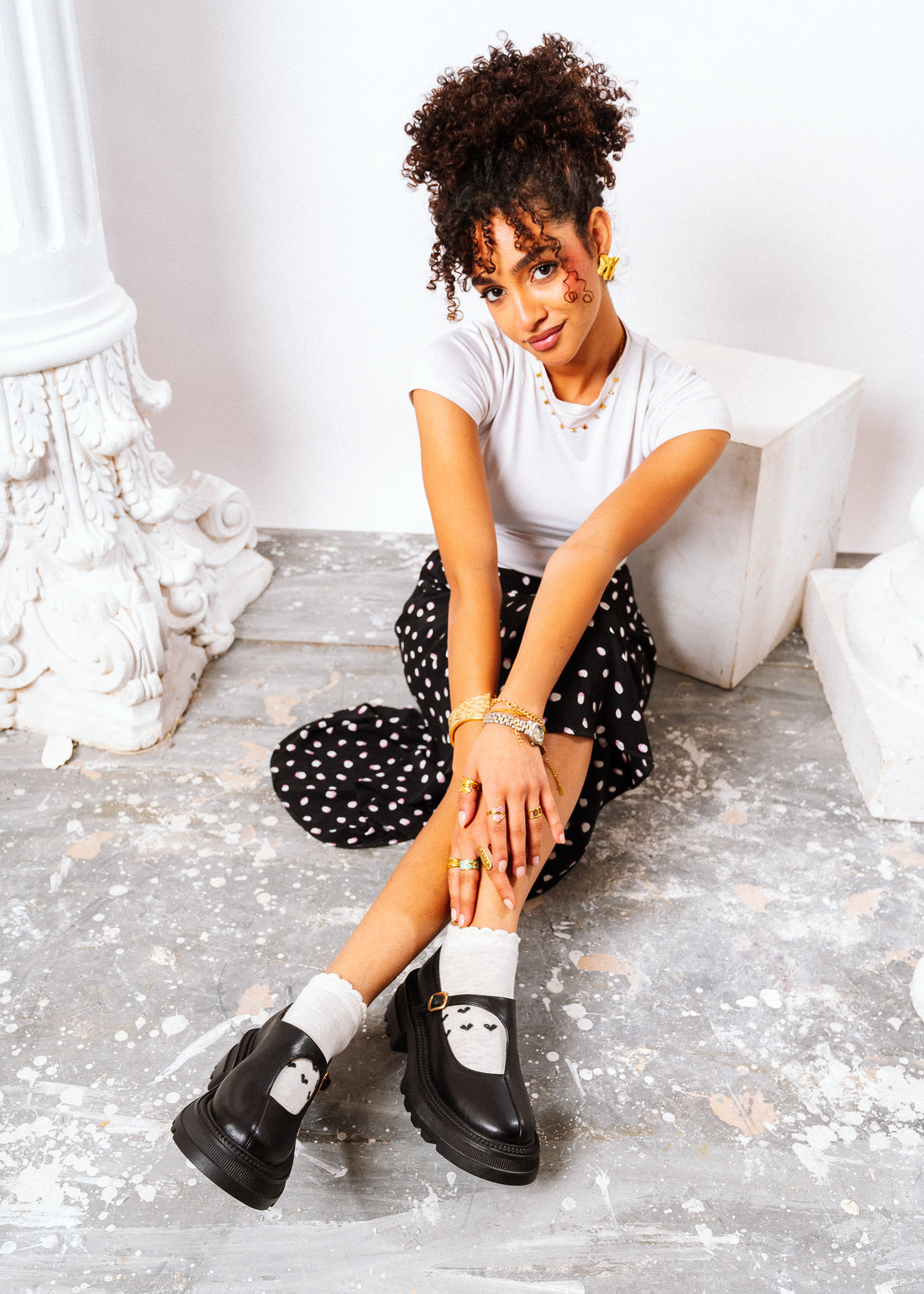Lug-Sole Mary Jane Loafers - black