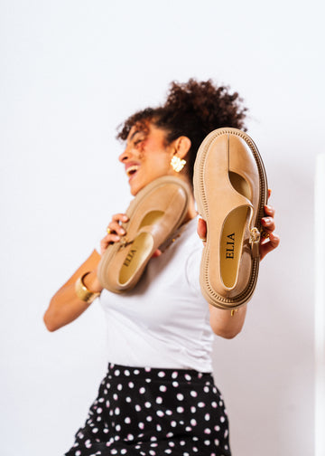Lug-Sole Mary Jane Loafers - cafe