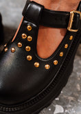 Load image into Gallery viewer, Edgy Chunky T-Strap Loafers - black
