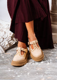 Load image into Gallery viewer, Edgy Chunky T-Strap Loafers - beige
