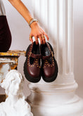 Load image into Gallery viewer, Edgy Chunky T-Strap Loafers - maroon
