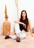 Load image into Gallery viewer, Croc-Embossed Pointed-Toe Mules - brown
