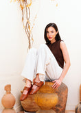 Load image into Gallery viewer, Glossy Croc-Effect Strap Flats - camel
