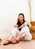 Load image into Gallery viewer, Glossy Croc-Effect Strap Flats - camel
