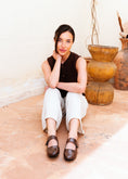 Load image into Gallery viewer, Glossy Croc-Effect Strap Flats - brown
