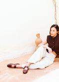 Load image into Gallery viewer, Glossy Croc-Effect Strap Flats - maroon
