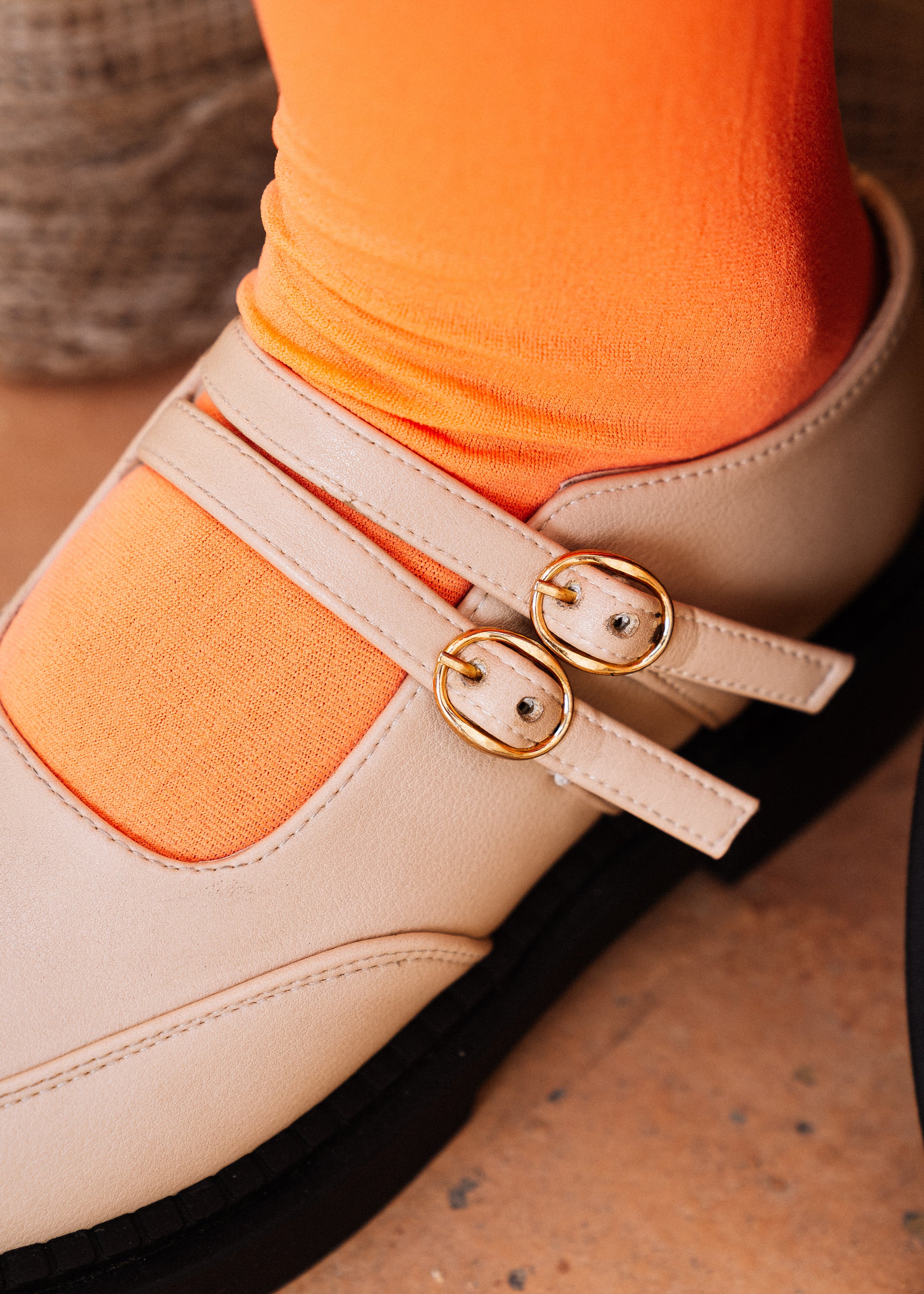 Urban Platform Double-Strap Loafers - beige