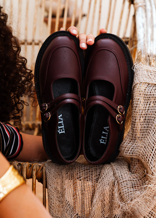 Urban Platform Double-Strap Loafers - maroon