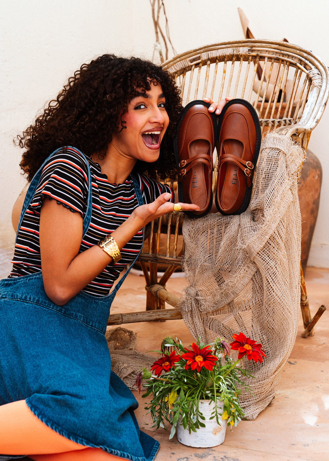 Urban Platform Double-Strap Loafers - camel