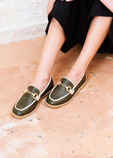 Sophisticated Trimmed Flats - olive