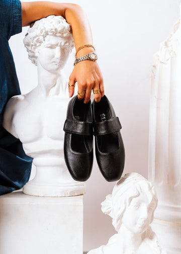 Classic Wide-Strap Mary Jane Flats - black