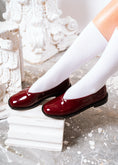 Load image into Gallery viewer, Glossy V-Cut Patent Ballerinas - maroon

