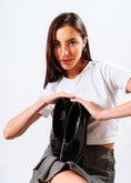 Load image into Gallery viewer, Glossy V-Cut Patent Ballerinas - black
