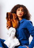 Load image into Gallery viewer, Studded Suede T-Strap Mary Loafers - camel
