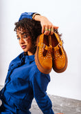 Load image into Gallery viewer, Studded Suede T-Strap Mary Loafers - camel
