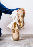 Load image into Gallery viewer, Studded Suede T-Strap Mary Loafers - beige

