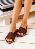 Load image into Gallery viewer, Contoured Cork Woven Slides - brown
