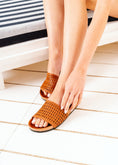 Load image into Gallery viewer, Contoured Cork Woven Slides - camel
