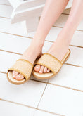 Load image into Gallery viewer, Braided Raffia Flat Slides - cafe
