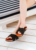 Load image into Gallery viewer, Braided Cross-Strap Slides - black
