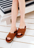 Load image into Gallery viewer, Braided Cross-Strap Slides - camel

