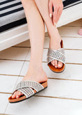 Load image into Gallery viewer, Braided Cross-Strap Slides - silver

